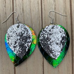 New! | Handmade Faux Leather Earrings Double